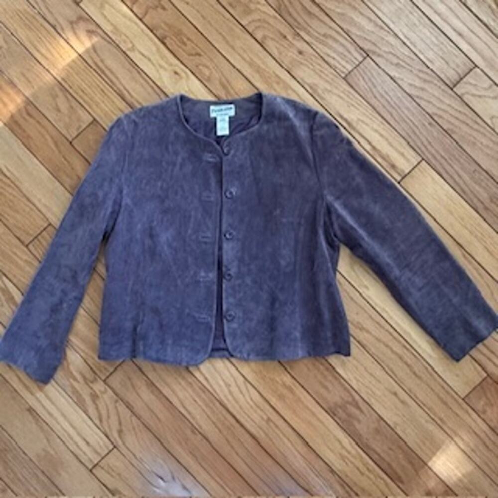 Pendleton Purple Suede Coat Button Front Large Lo… - image 7
